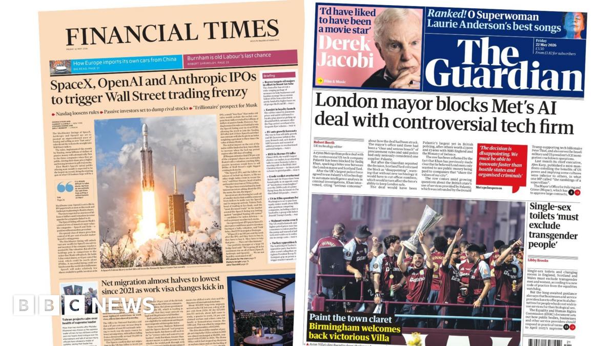 "SpaceX, OpenAl and Anthropic IPOs to trigger Wall Street trading frenzy," reads the headline on the front page of the Financial Times.