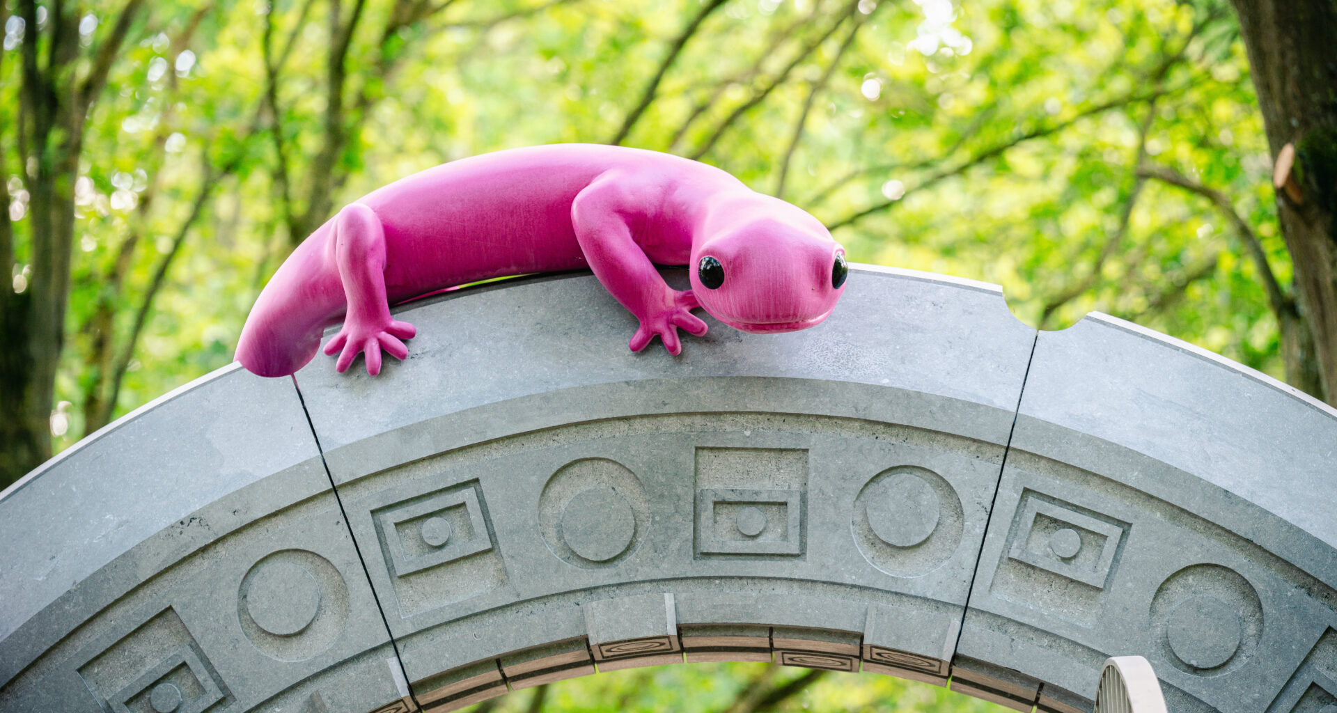 monster chetwynd’s pink salamanders create a playful portal to another world in antwerp Monster Chetwynd’s pink salamanders in Antwerp