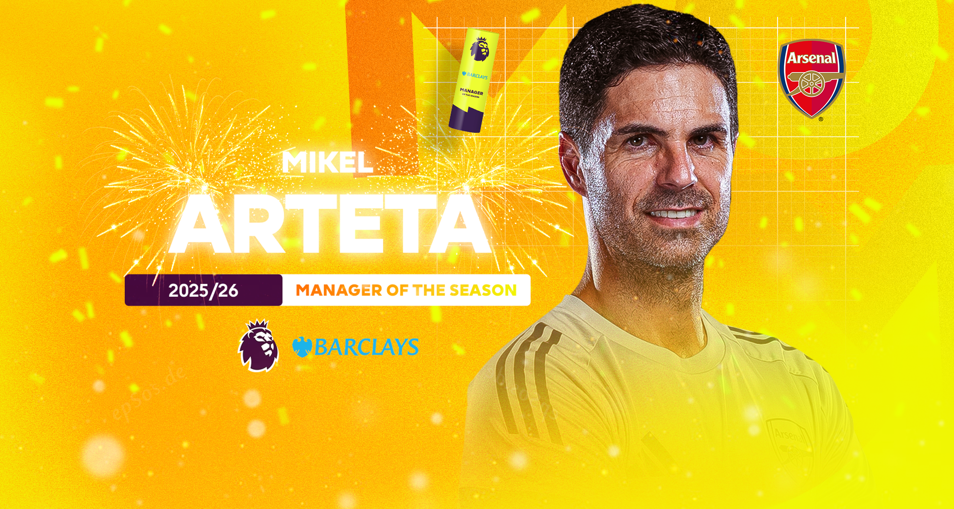 Arteta named 2025/26 Barclays Manager of the Season