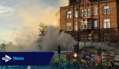 Smoke billows from corner shop as fire crews tackle major blaze in Rutherglen