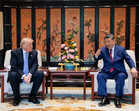 Trump and Xi speaking in the Zhongnanhai leadership compound in Beijing