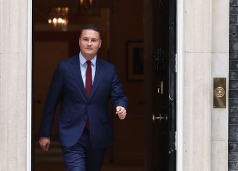 Wes Streeting leaving 10 Downing Street after a meeting with Keir Starmer on Wednesday.
