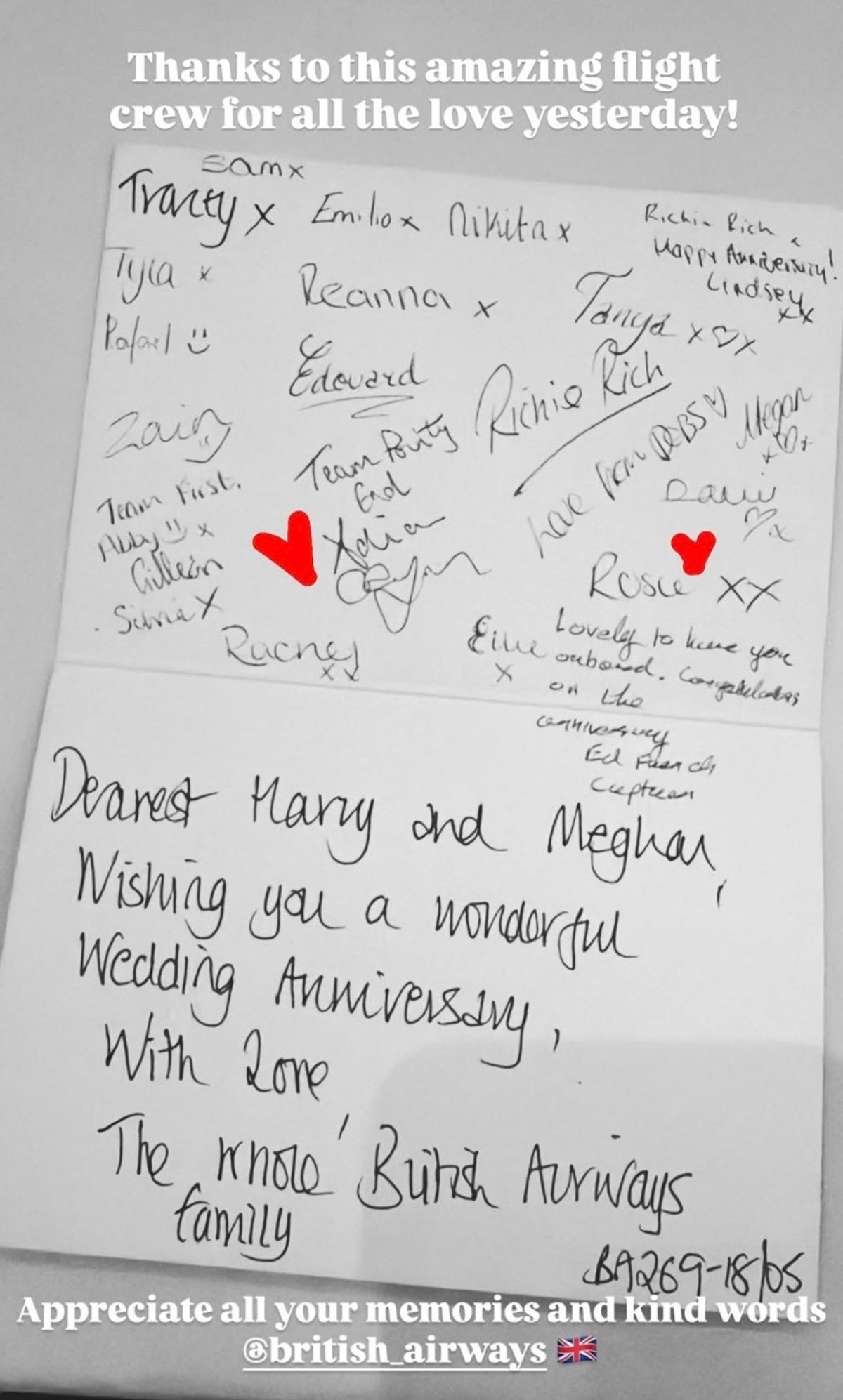 Picture of an anniversary card interior