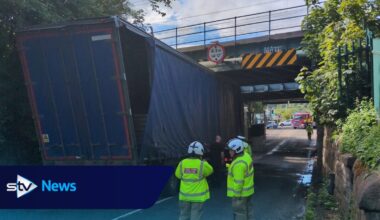 Trains between Glasgow and Edinburgh disrupted after lorry strikes bridge