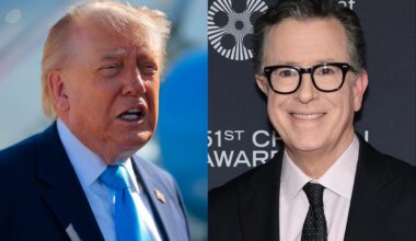 Trump dances on Colbert’s Late Show grave with AI dumpster video