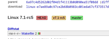 Linux 7.1-rc5 Git tag