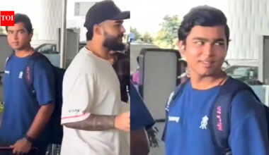IPL 2026: Vaibhav Sooryavanshi gives captain Riyan Parag an 'awkward' stare after 'hum nahi hai film star' remark - Watch | Cricket News