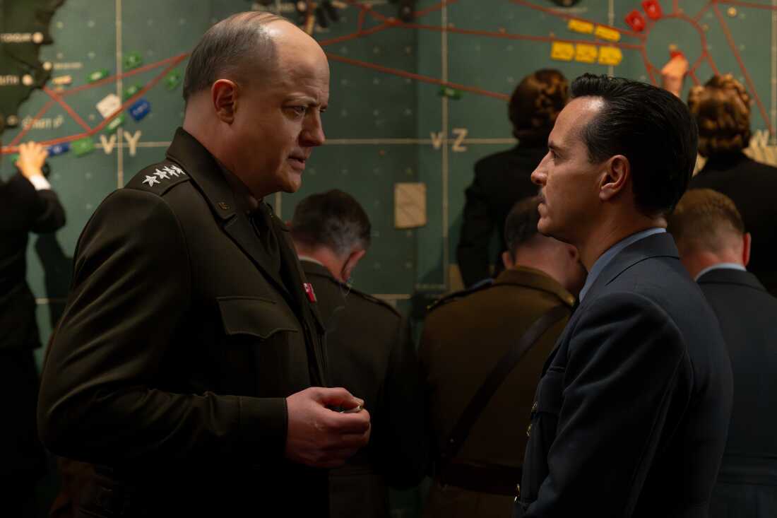 Brendan Fraser plays Gen. Dwight D. Eisenhower and Andrew Scott plays meteorologist James Stagg in the new film Pressure, about the tense lead-up to the D-Day invasion during World War II.