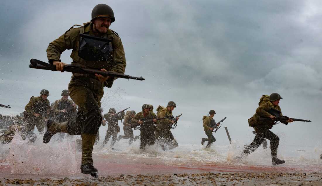 A still of soldiers during the D-Day invasion, from the new movie Pressure.