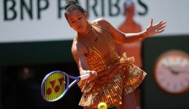 Naomi Osaka turns heads at French Open with Eiffel Tower-inspired gold dress