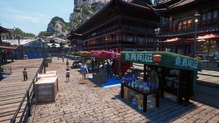 This comparison picture sent to us highlights increased NPC numbers. Original 2019 Shenmue III (left) versus Enhanced (right)