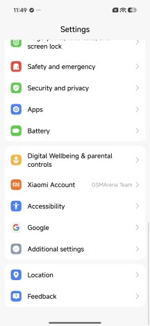 Settings menu - Xiaomi 17T review