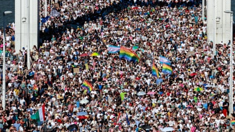 Tens of thousands march against Hungary’s government for LGBT rights – video