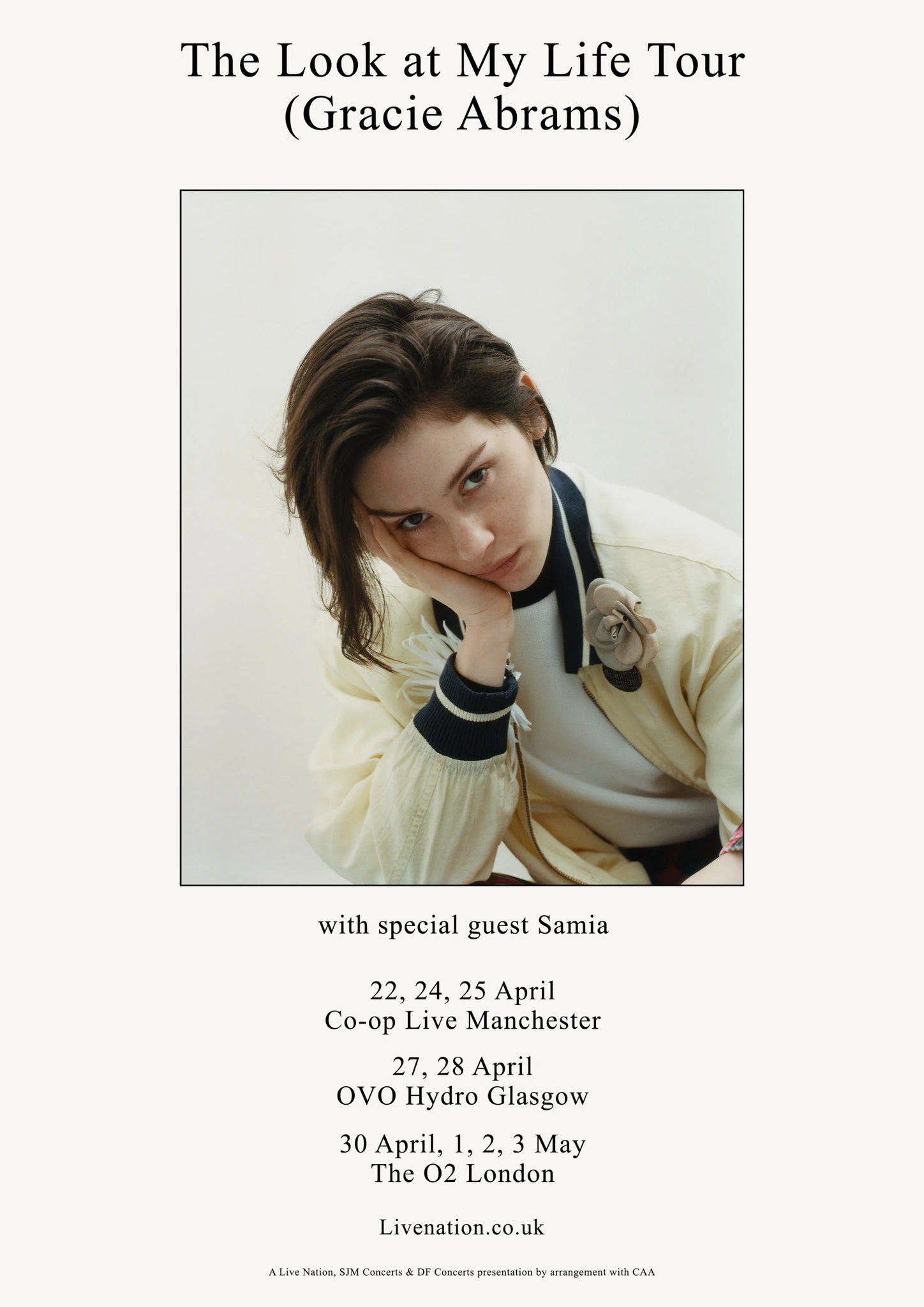 Gracie Abrams Look At My Life UK Tour poster 