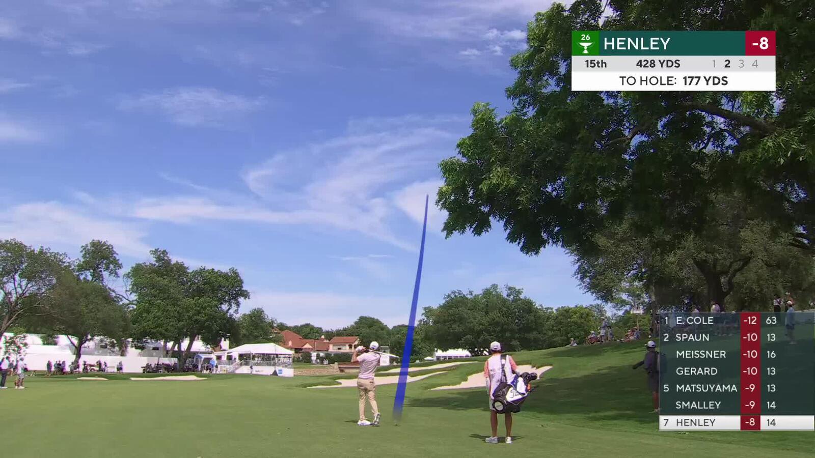 Russell Henley's 179-yard approach sets up birdie on No. 15 at Charles Schwab