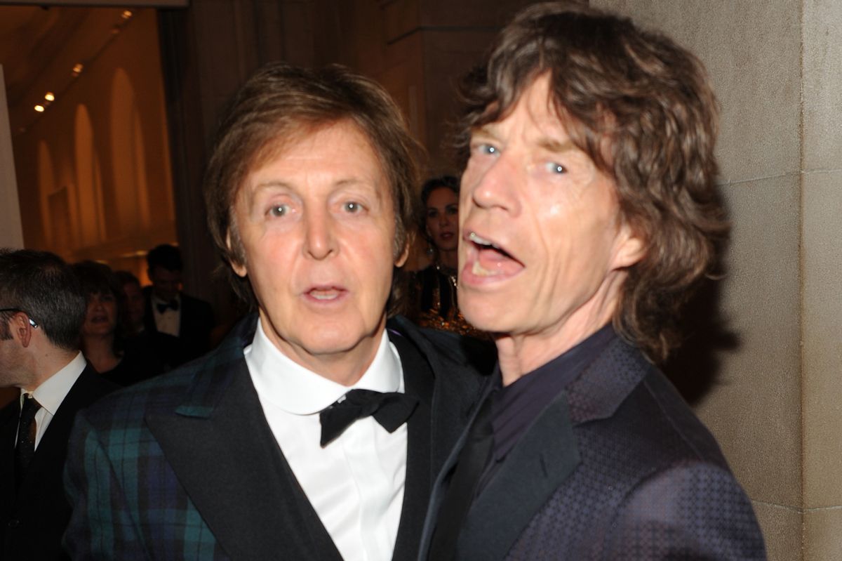 Paul McCartney (L) and Mick Jagger attend the Metropolitan Museum of Art's 2011 Costume Institute Gala featuring the opening of the exhibit Alexander McQueen : Savage Beauty