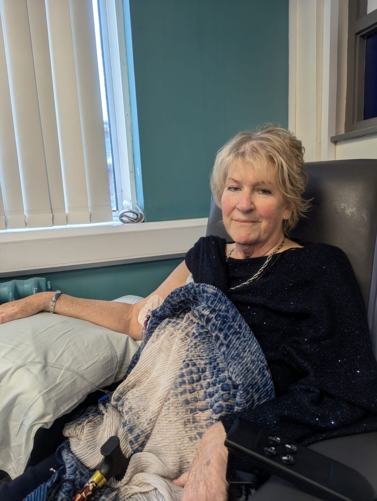 Claire receiving treatment at Clatterbridge Cancer Centre
