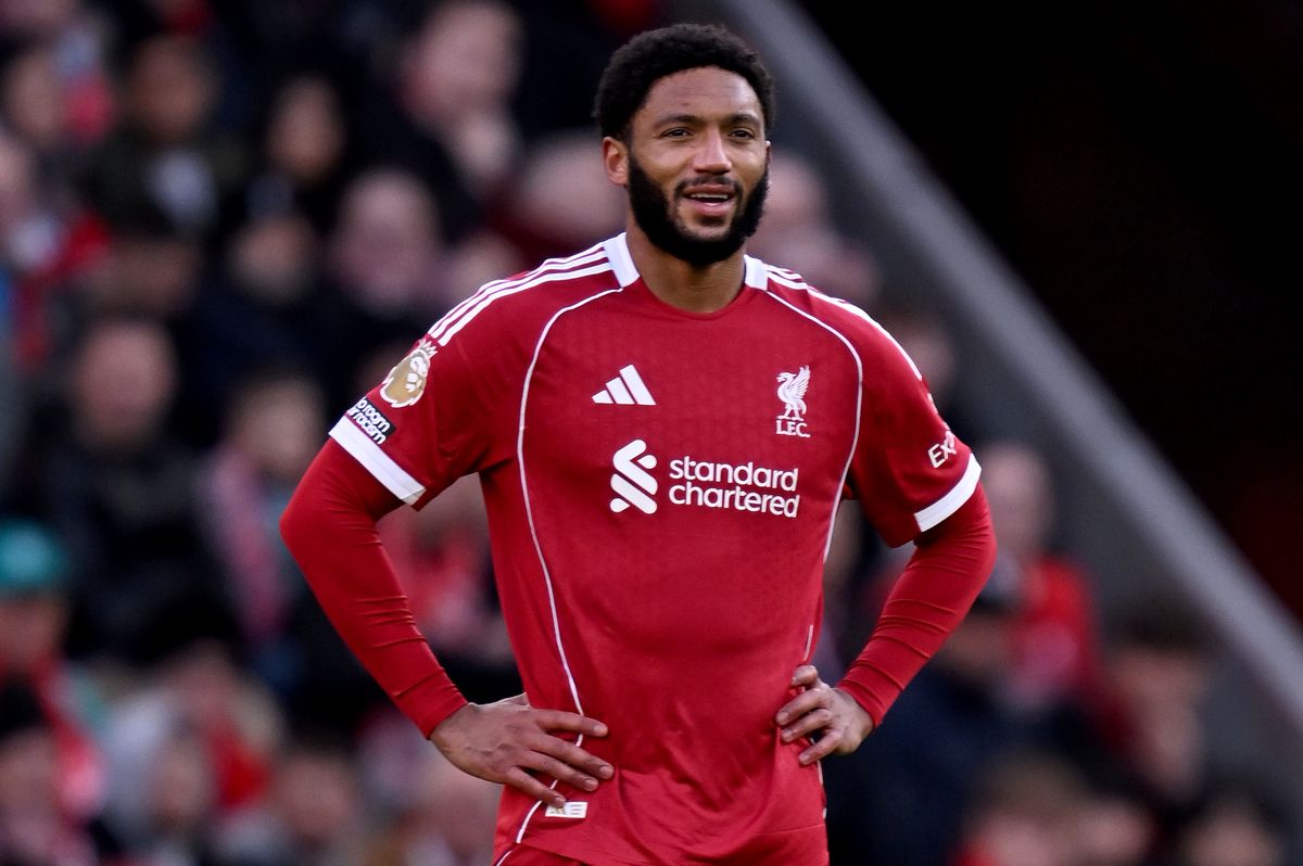 Joe Gomez looks on during the Premier League match between Liverpool and West Ham United.