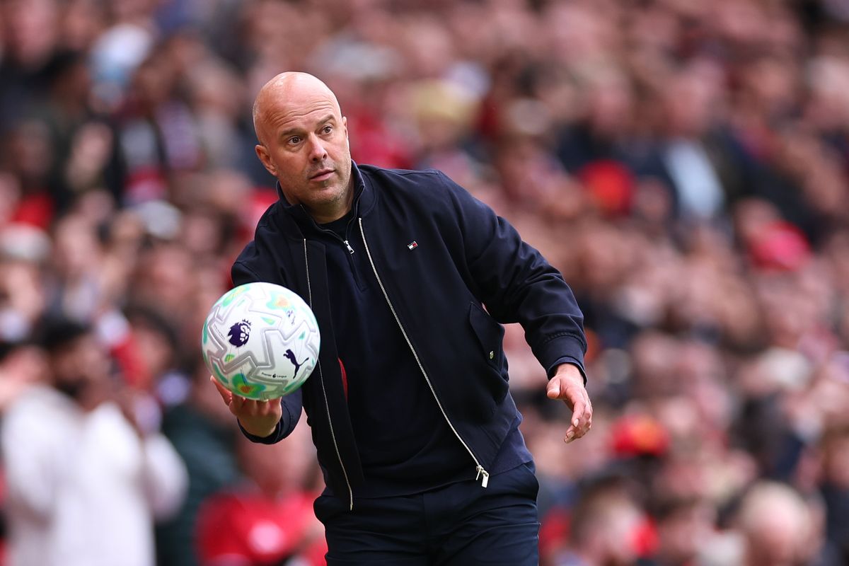 Arne Slot manager / head coach of Liverpool during the Premier League match between Manchester United and Liverpool at Old Trafford on May 3, 2026 in Manchester, United Kingdom