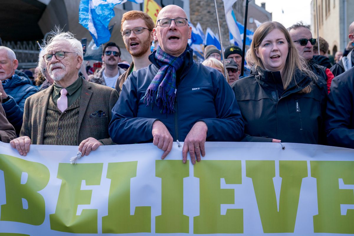 John Swinney marched alongside Ross Greer and Gillian Mackay (and the actor Brian Cox) at the recent Scexit rally in Edinburgh, attended by around 1,000 people