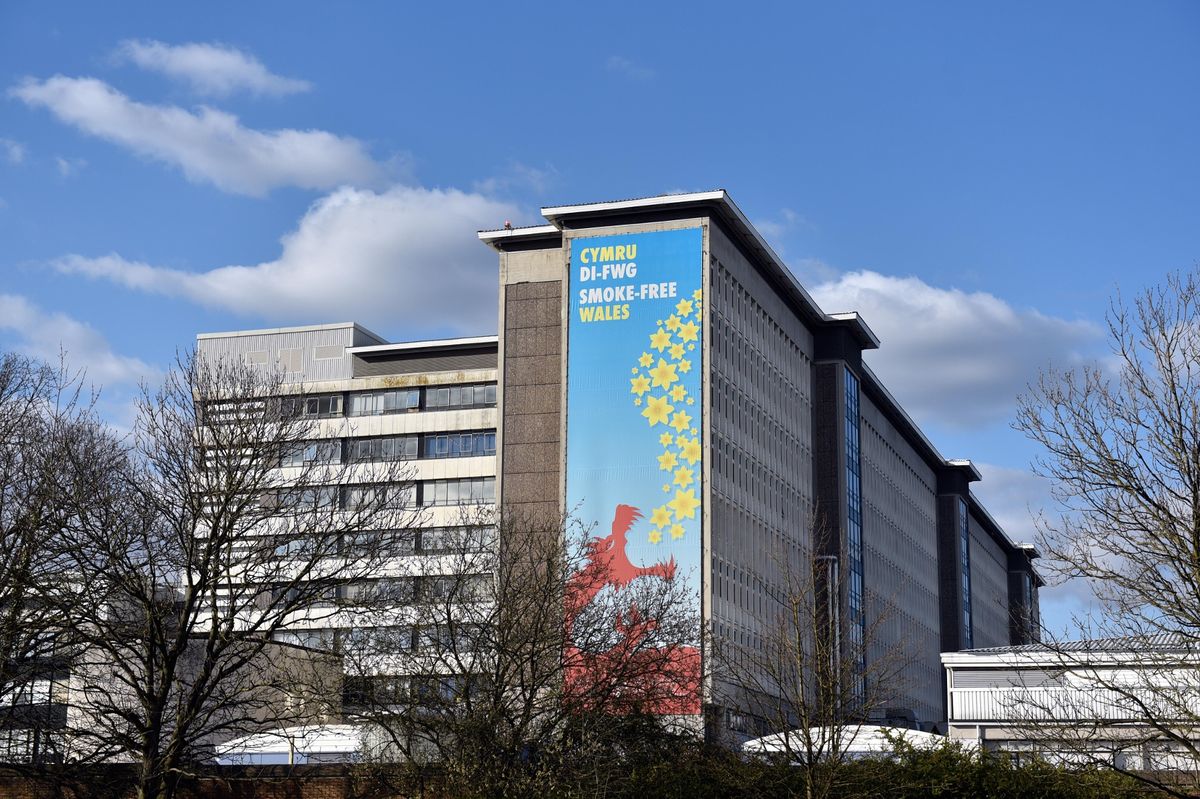 General view of University Hospital of Wales, Cardiff
