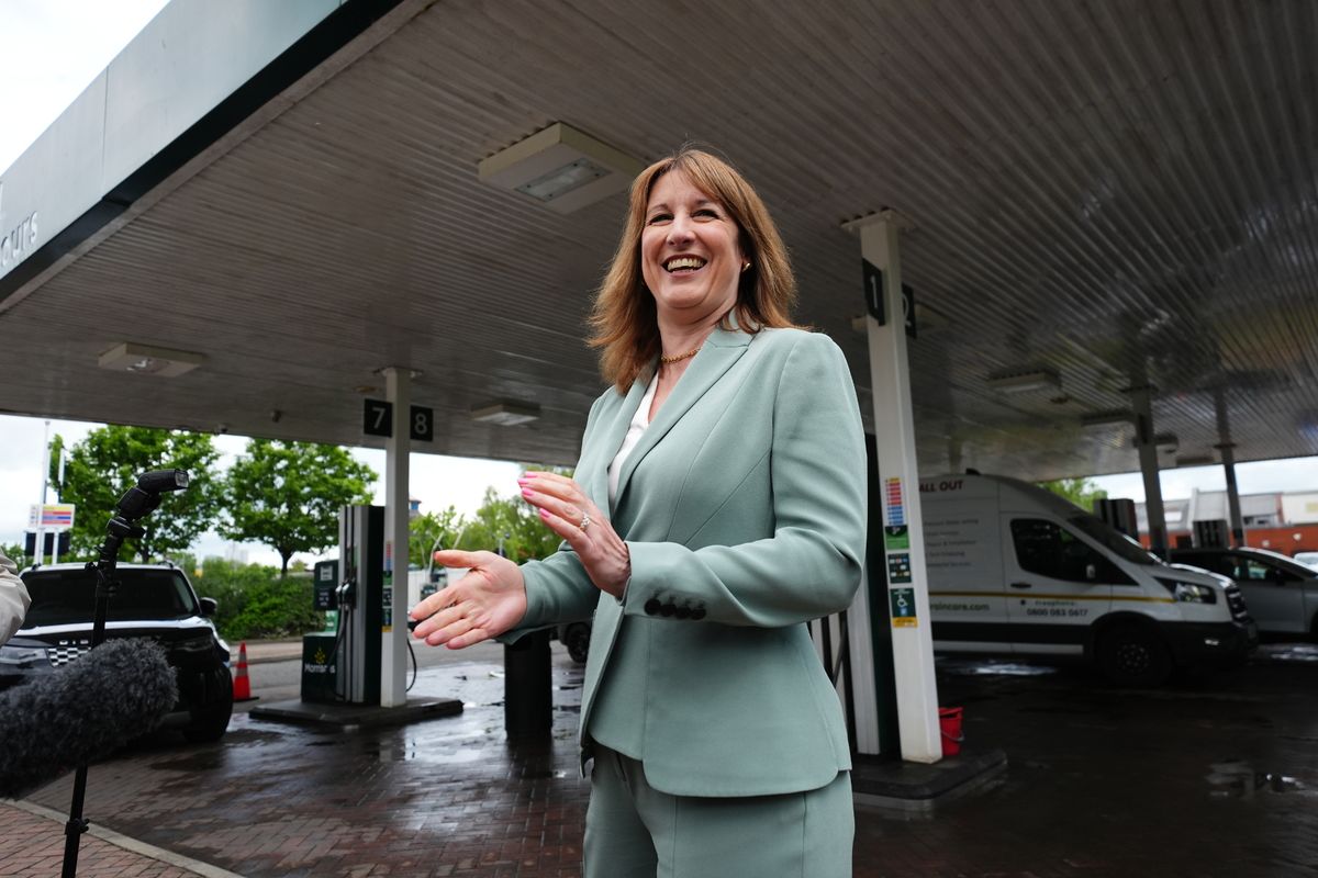 Rachel Reeves during a visit to a petrol station in Leeds