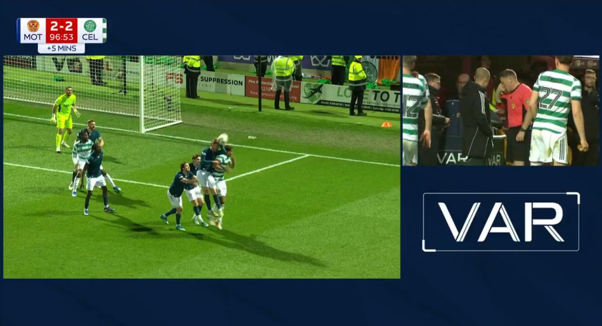 A VAR screen during Motherwell vs Celtic
