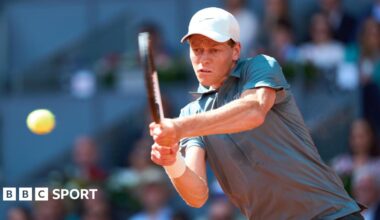 Jannik Sinner in action against Arthur Fils at the Madrid Open