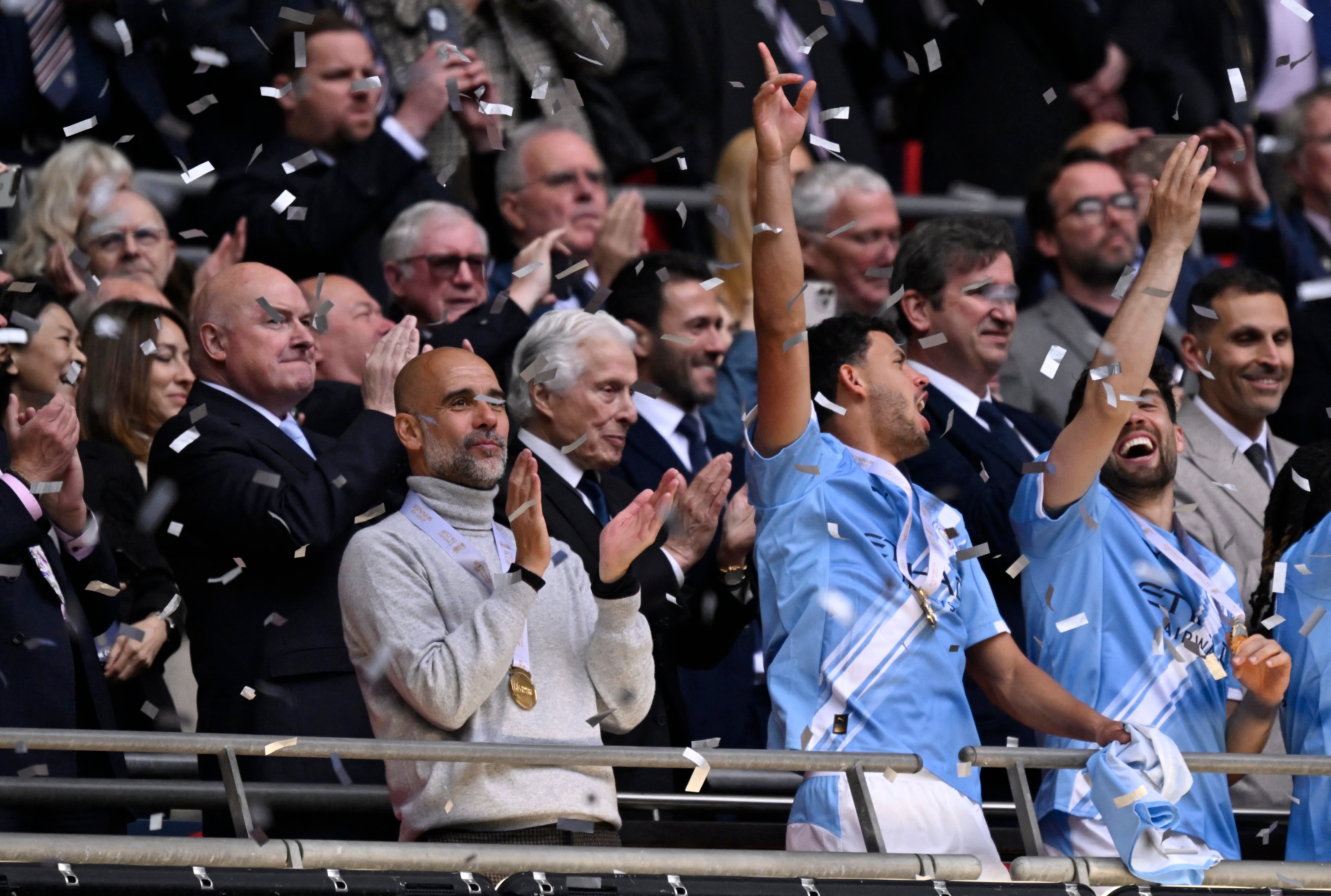 City celebrate winning the FA Cup last Saturday