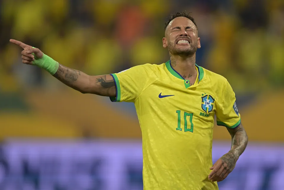 Neymar playing for Brazil
