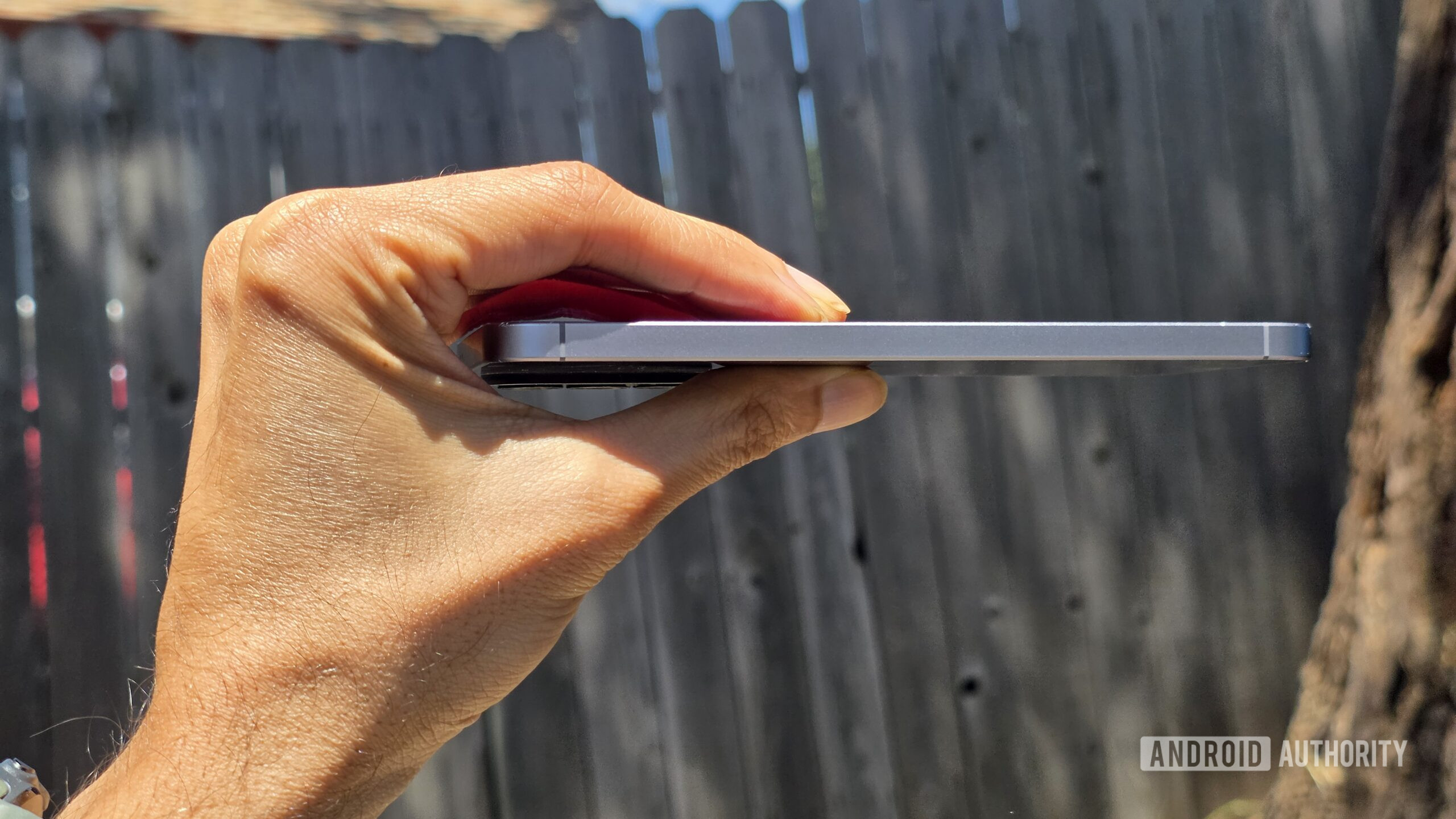 Samsung Galaxy A57 5G review image 2 Samsung Galaxy A57 5G review image showign the phone's side edge