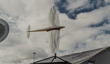Spitfire kinetic sculpture display at Farnborough Airport