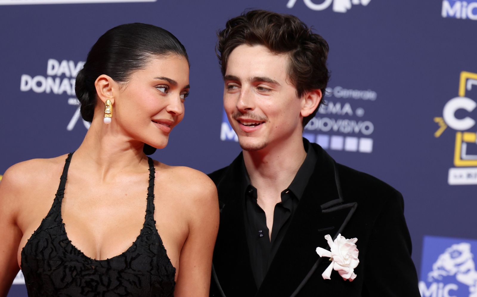 ROME ITALY MAY 07 Timothe Chalamet and Kylie Jenner attend the photocall during the 70th David Di Donatello at...