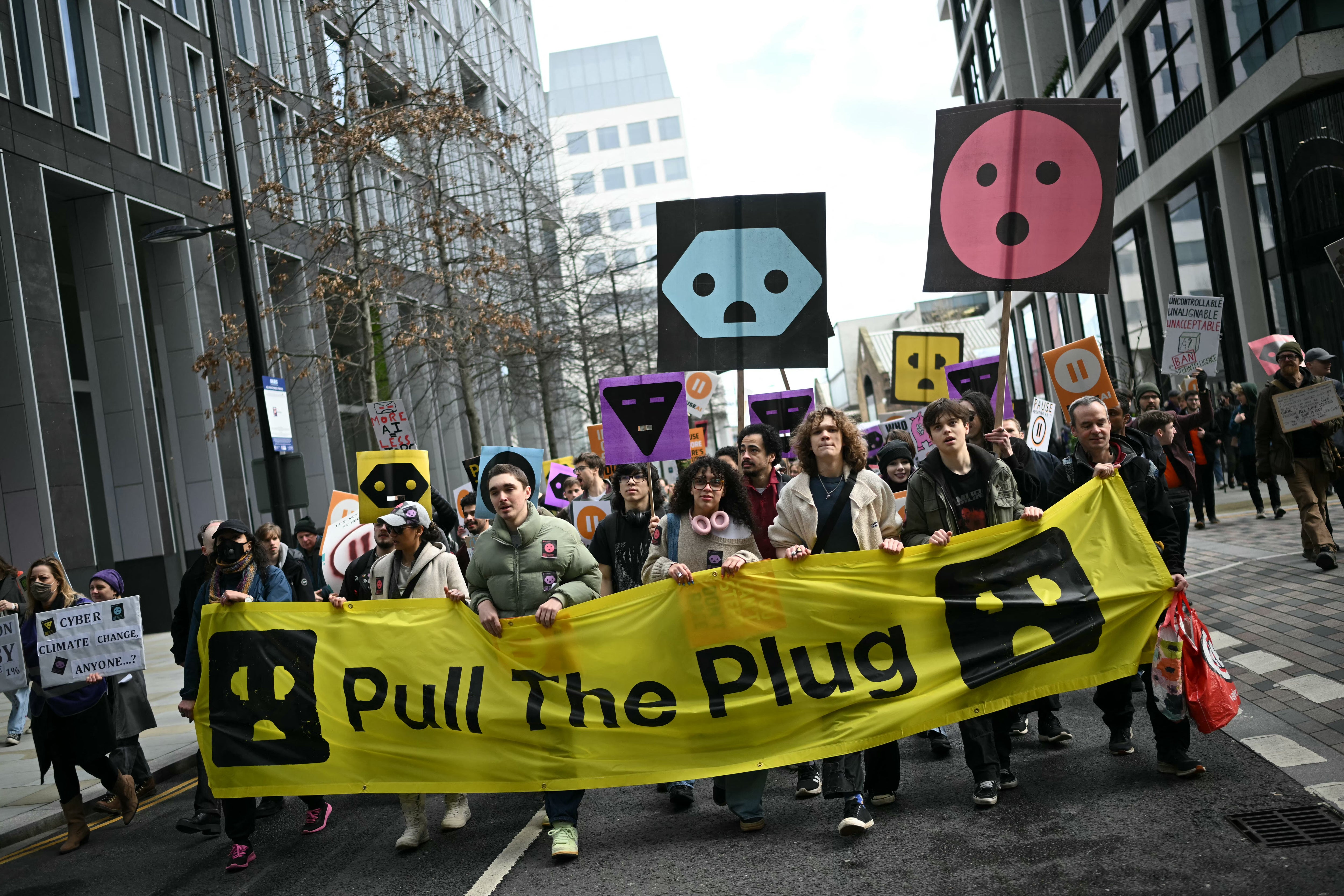 A protest outside the offices of Meta organised by PauseAI UK and other groups concerned in controlling the development of advanced AI systems, in London on 28 February, 2026