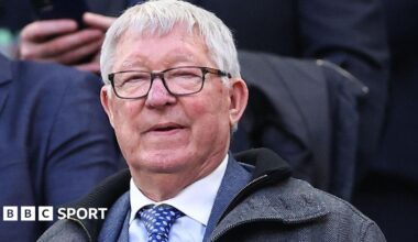 Sir Alex Ferguson pictured during the Scotland and Ivory Coast match at Everton's Hill Dickinson Stadium in March 2026