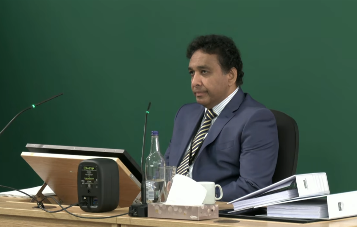 Dr Ajith Gurusinghe pictured giving evidence to the Nottingham Inquiry