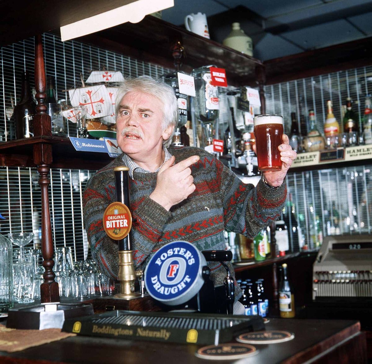 Anthony Booth was brought in to play a pub landlord in ITV's Albion Market, January 1986