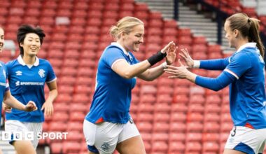 Katie Wilkinson celebrates with Leah Eddie