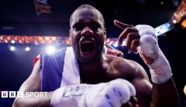 Daniel Dubois lands a punch on a bloody Fabio Wardley