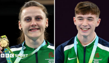 Michaela Walsh and Jude Gallagher after their gold medal wins at the 2022 Commonwealth Games