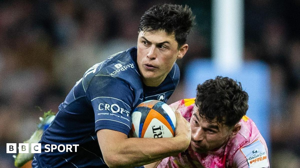 Louis Rees-Zammit breaks out of a tackle for Bristol