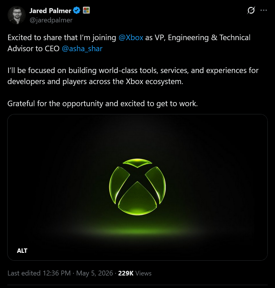 @Xbox as VP, Engineering &amp; Technical Advisor to CEO @asha_shar I&rsquo;ll be focused on building world-class tools, services, and experiences for developers and players across the Xbox ecosystem.Grateful for the opportunity and excited to get to work.