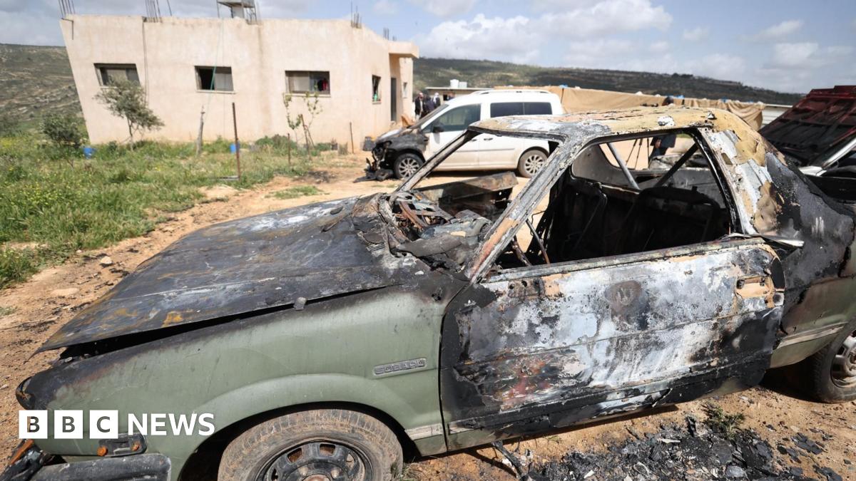 File photo showing a burned-out car following what Palestinians said was an attack by Israeli settlers in the Wadi al-Lubban al-Shamali area, south of Nablus, in the occupied West Bank (6 April 2026)