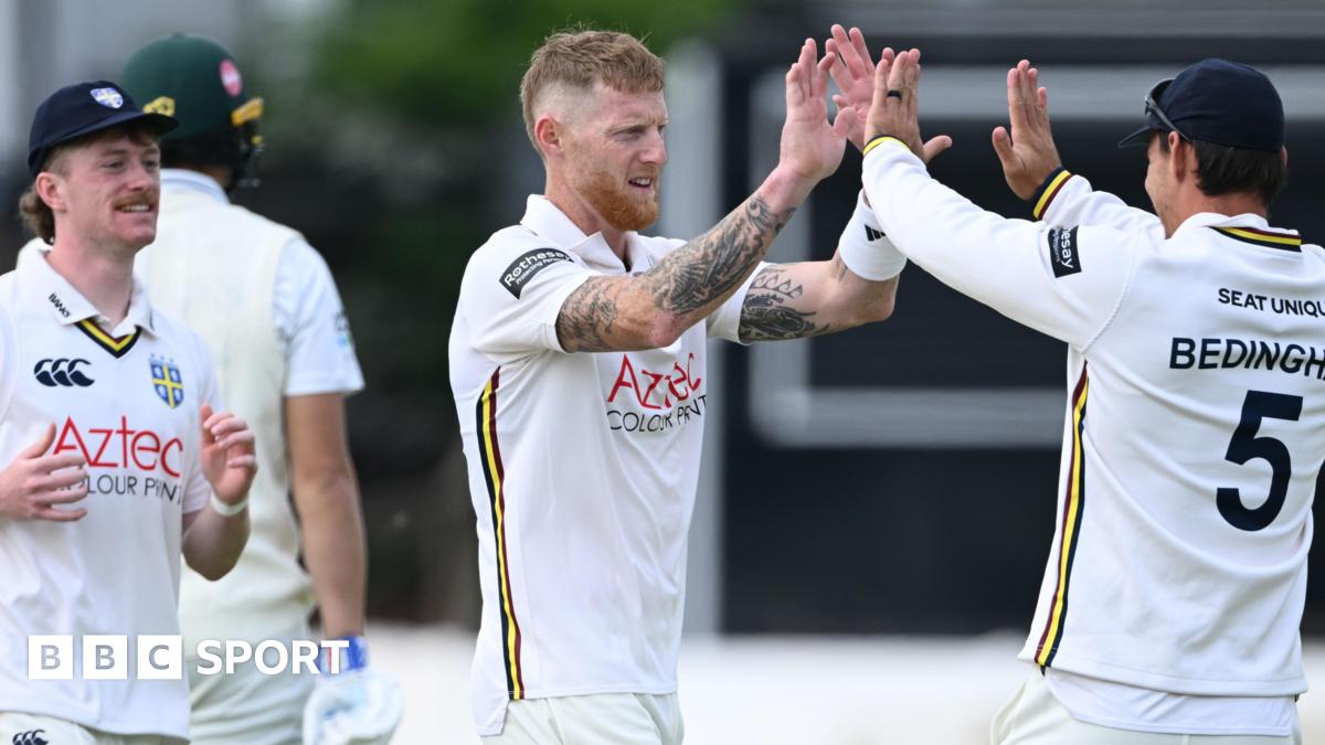 Ben Stokes celebrates taking the wicket of Ben Lategan