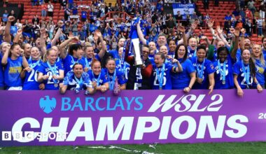 Birmingham celebrate with the WSL 2 trophy