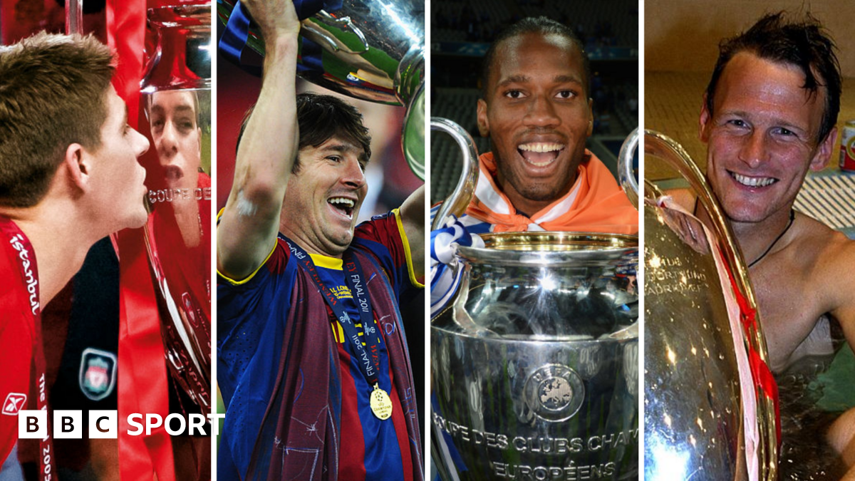 Graphic showing Messi, Sheringham, Gerrard and Drogba