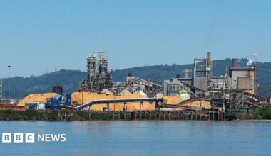 A paper plant in Longview, Washington, seen from the water