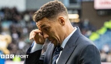 James Tavernier greets Rangers supporters at Ibrox