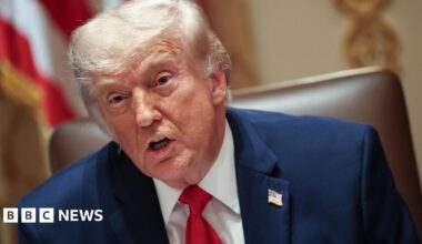 US President Donald Trump speaks during a cabinet meeting in the Cabinet Room of the White House