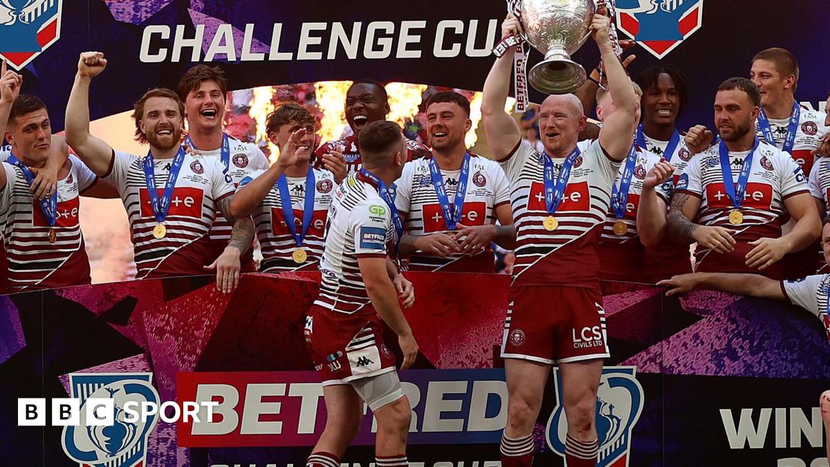 Bevan French celebrates his try for Wigan Warriors in the 2026 Challenge Cup final at Wembley Stadium